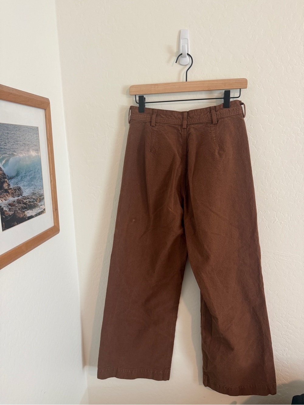 Jesse Kamm Sailor Pants Brown Tobacco Cotton Canvas Wide Leg - Picture 4 of 5